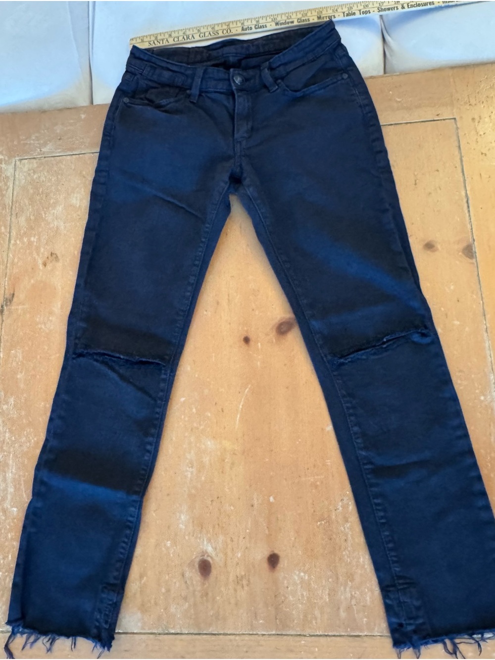BCBGMaxAzria Black Skinny Jeans with Knee Detail